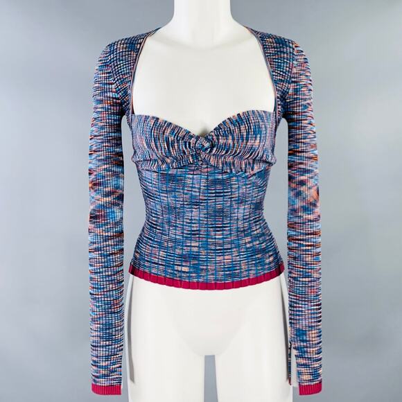 JONATHAN SIMKHAI S Vesna Multi Color Viscose Blend Knit Twist Front Casual Top - Picture 1 of 6